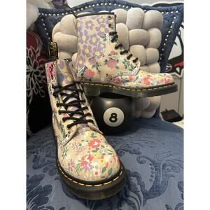 Dr Martens Ivory Pink Purple Floral Mash Up 1460 size 7/EU37 NWOT